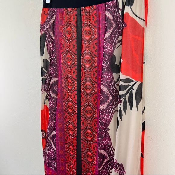 Chico’s Mixed Media Floral Abstract Printed Fully Lined Maxi Length Skirt - Picture 10 of 11